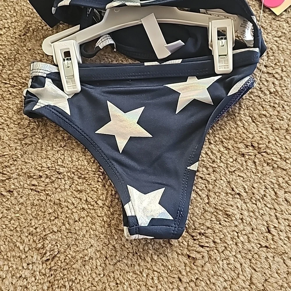 Blue Foil Star Ruffle Bikini 18 Months